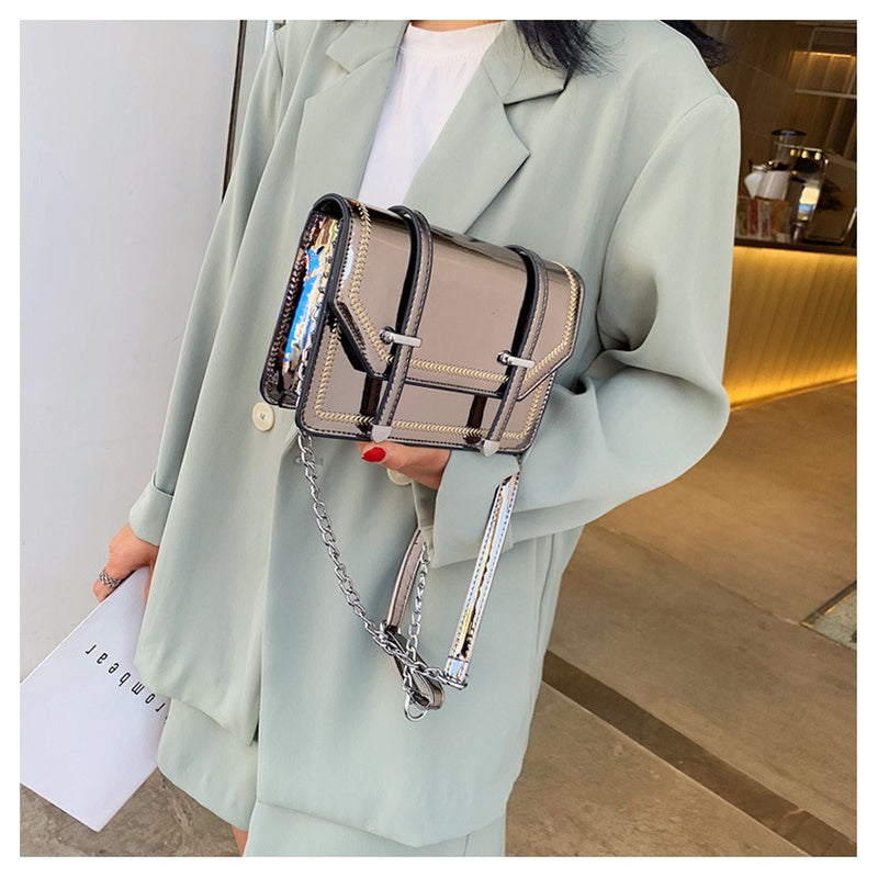 Shiny Square Chain Shoulder Bag