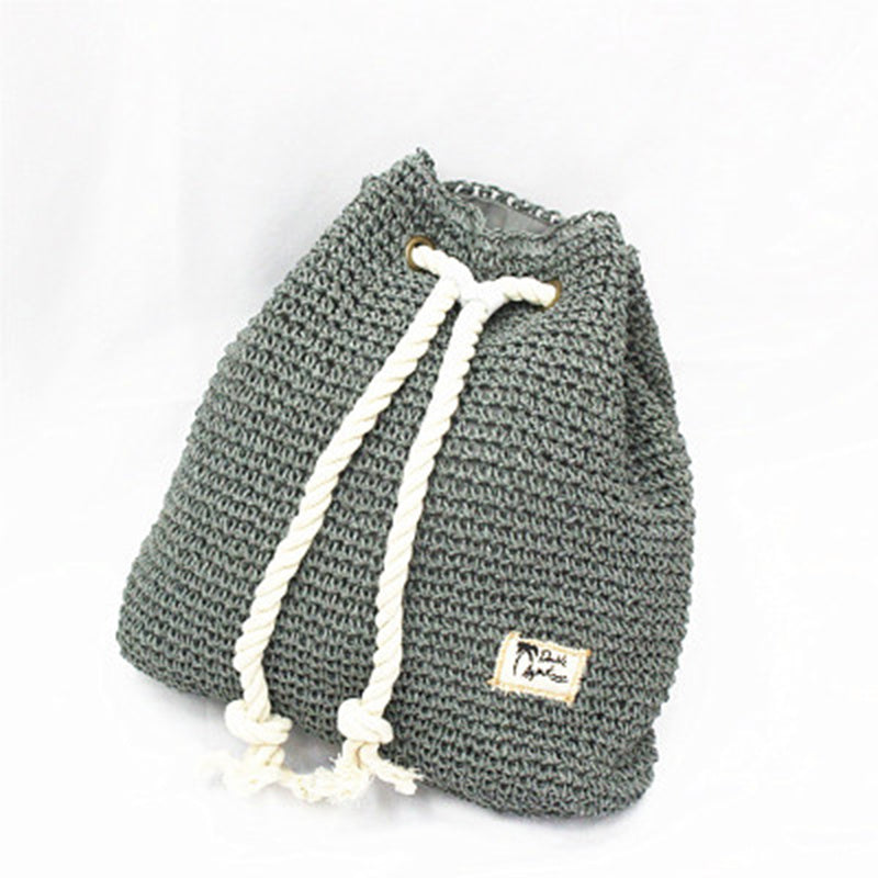 Woven Beach Drawstring Shoulder Backpack