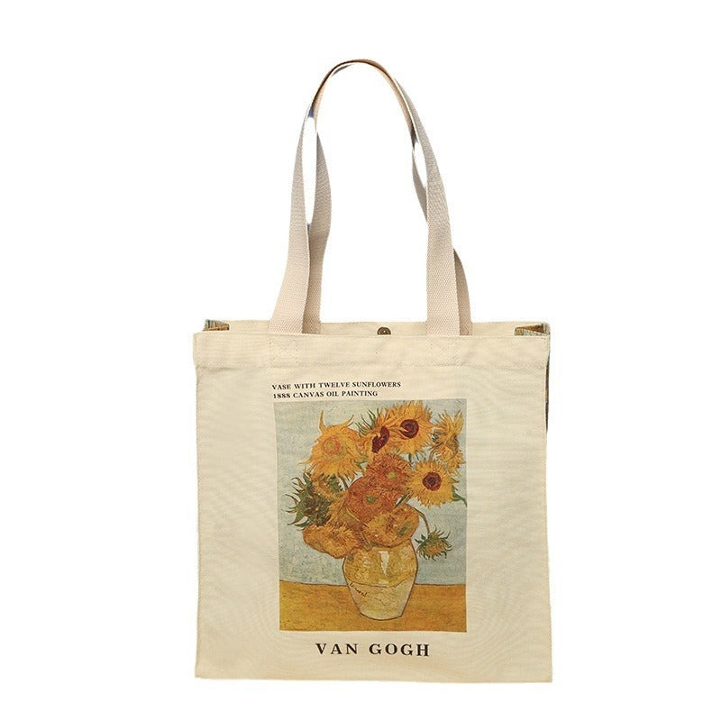 Oil Painting Large Capacity Commuter Shopping Canvas Bag