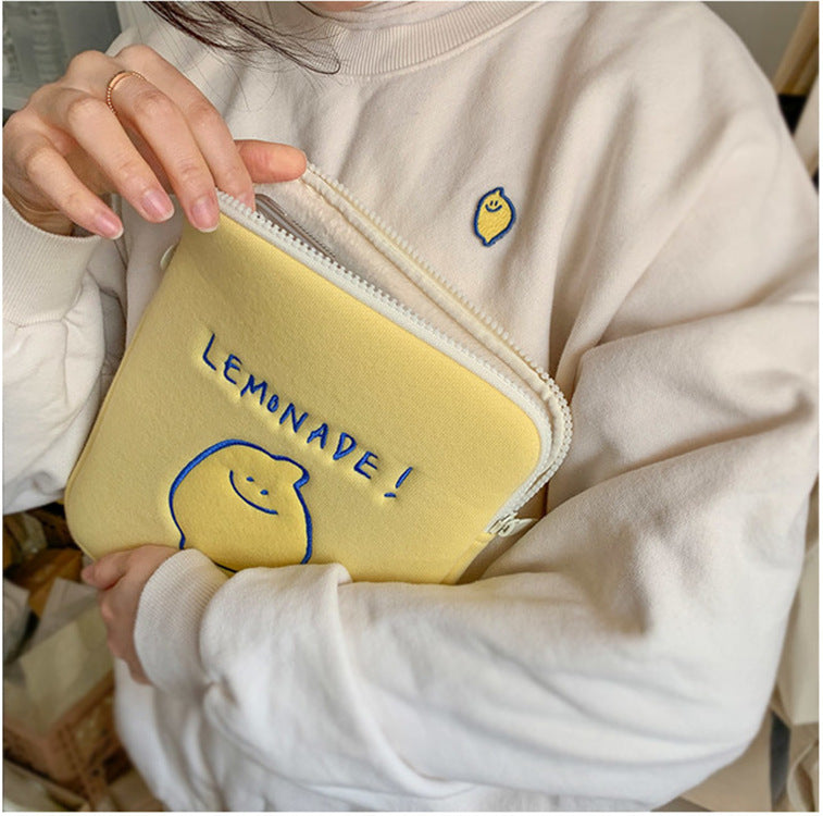 Lemon Embroidery iPad Tablet Storage Bag