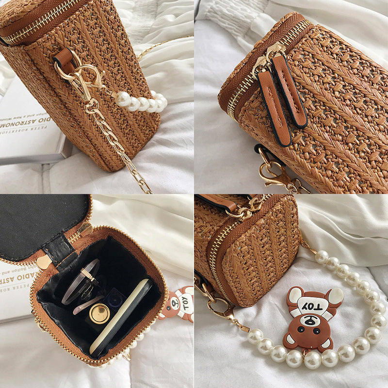 Casual Pearl Woven Mini Bag