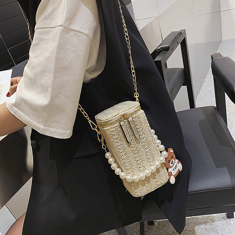 Casual Pearl Woven Mini Bag