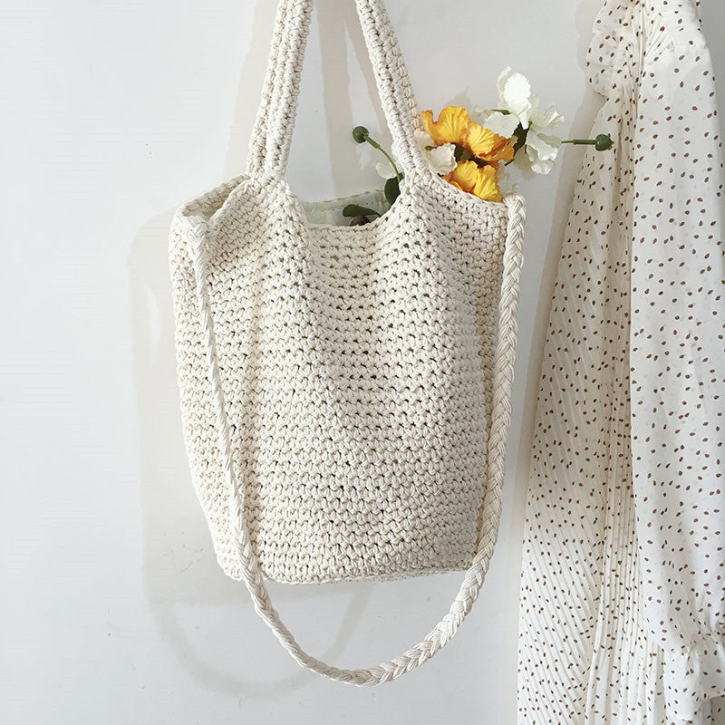 Woven Bucket Shoulder Bag