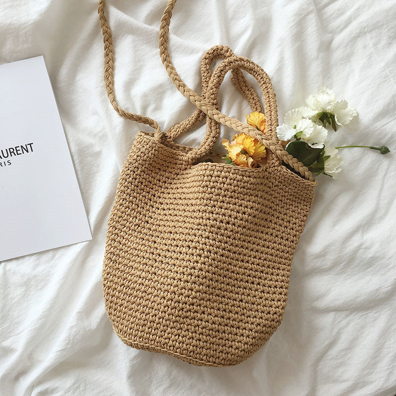 Woven Bucket Shoulder Bag