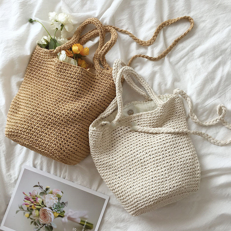 Woven Bucket Shoulder Bag