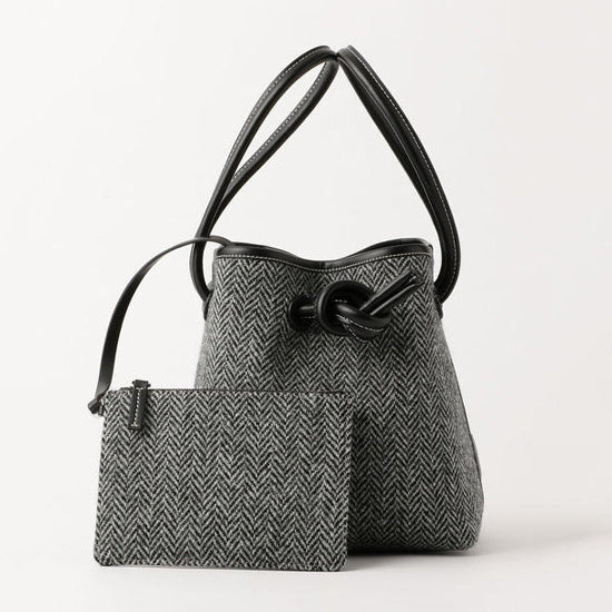 Button Woolen Cloth Bucket Tote Bag