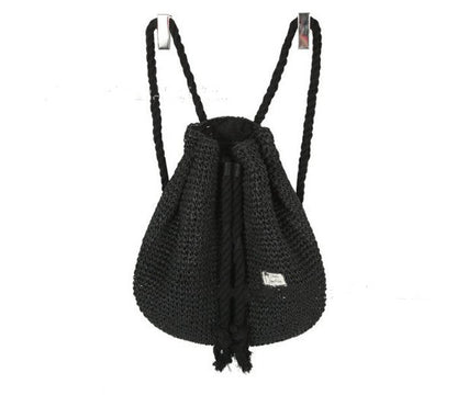 Woven Beach Drawstring Shoulder Backpack