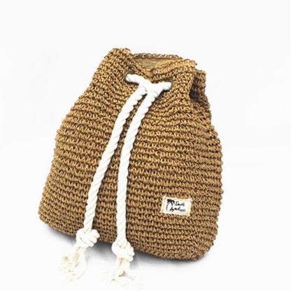 Woven Beach Drawstring Shoulder Backpack