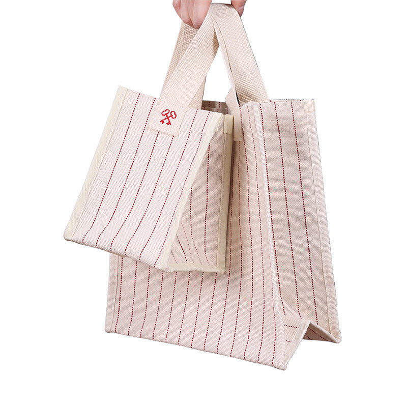 Embroidered Striped Shoulder Organiser Bag