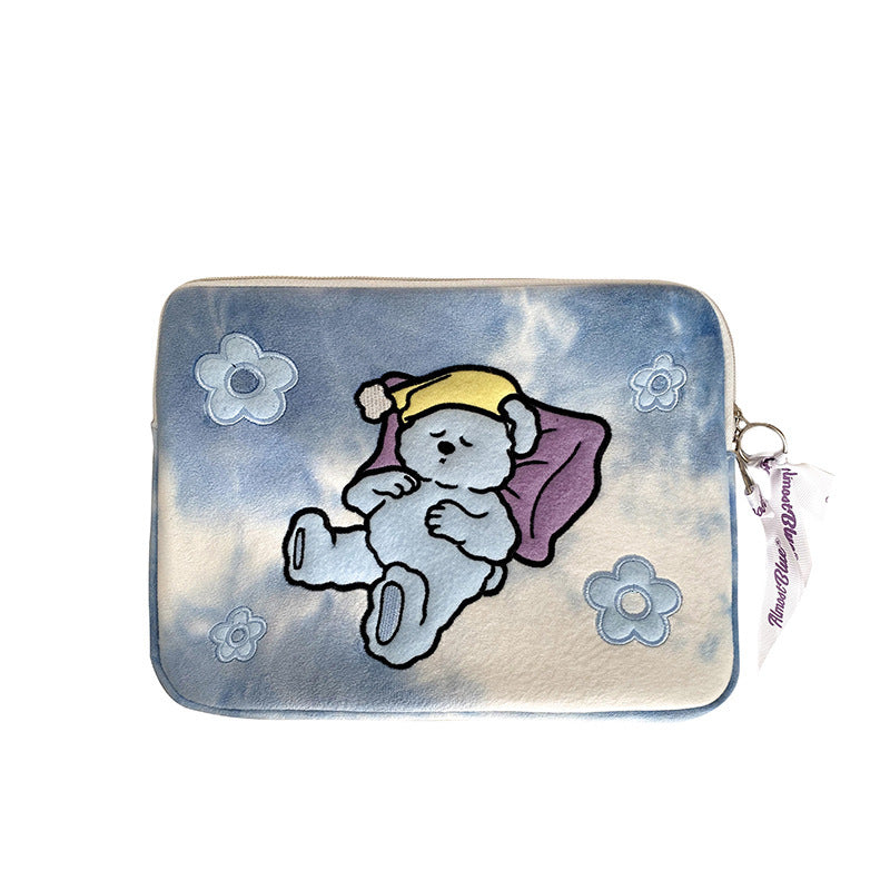 Embroidered Rabbit Tie-Dye Computer Tablet Pouch