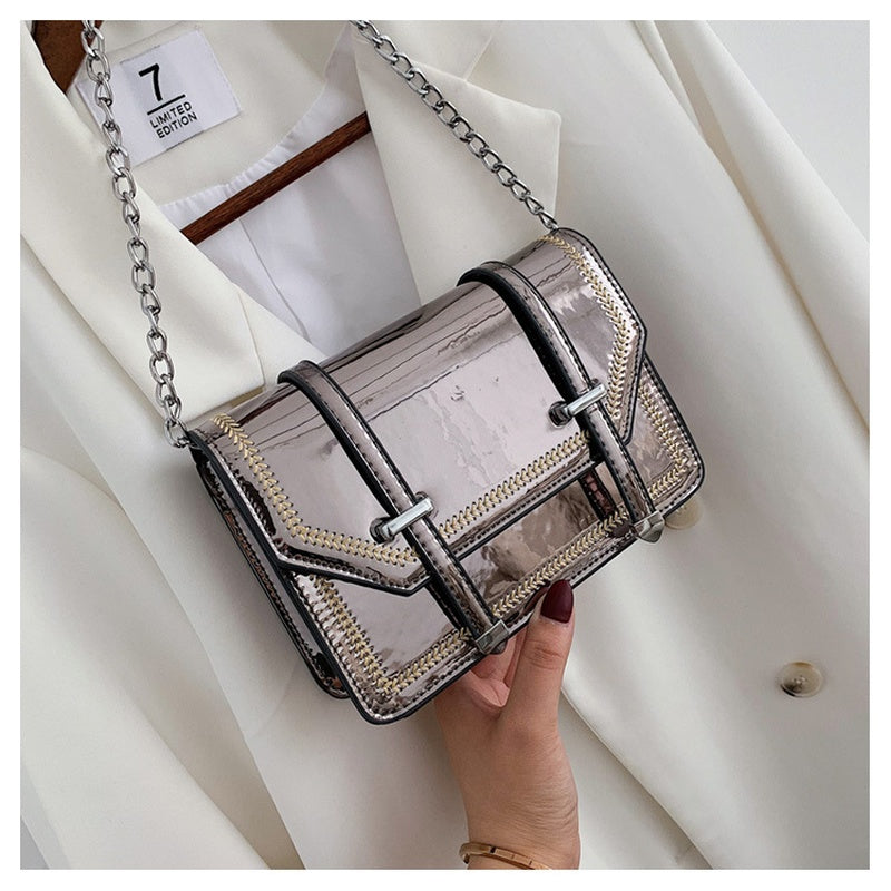 Shiny Square Chain Shoulder Bag