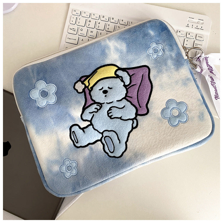 Embroidered Rabbit Tie-Dye Computer Tablet Pouch