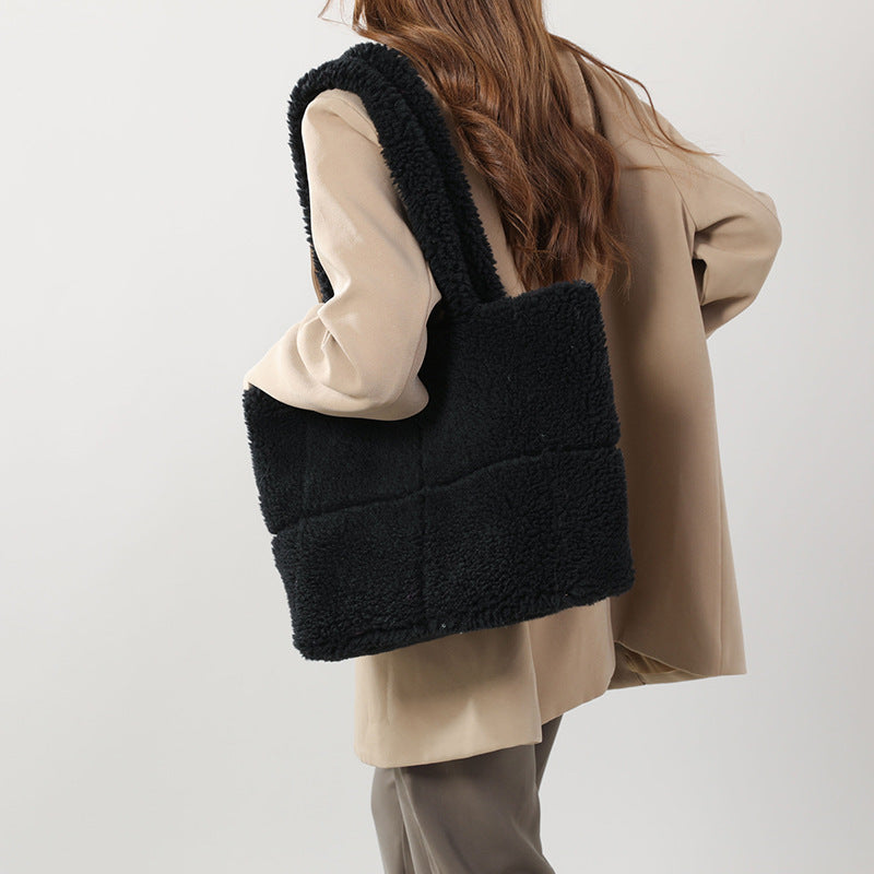 Plaid Particle Wool Shoulder Bag