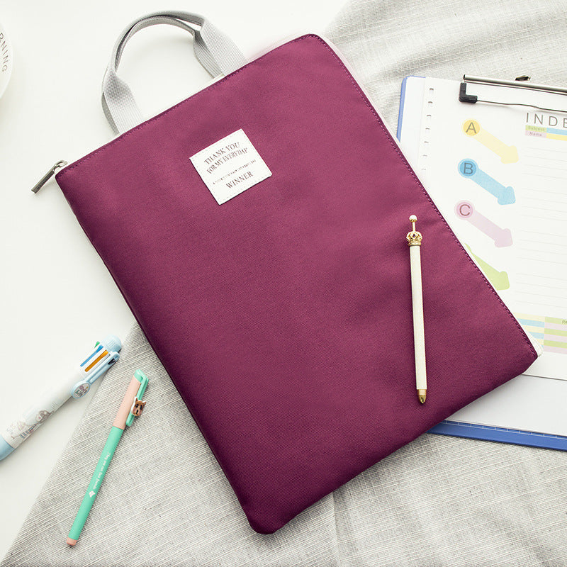 Solid colour large capacity A4 file Tablet Bag