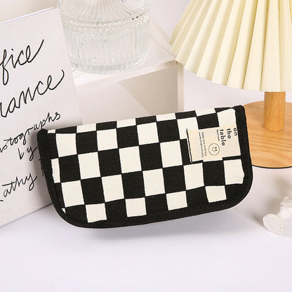 Black And White Checkerboard Grid Pouch