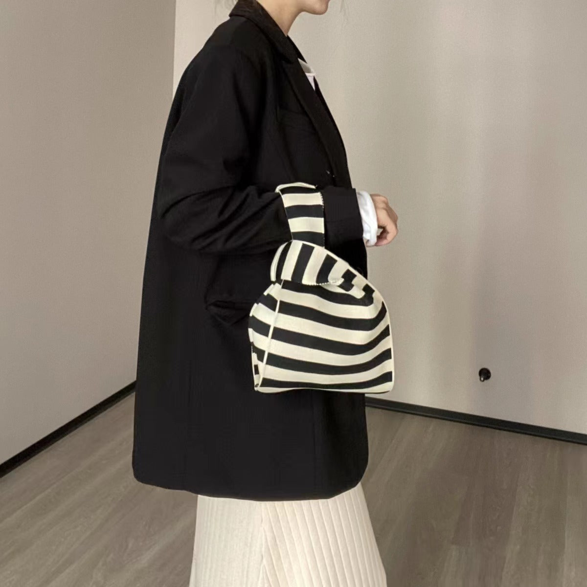 Black &amp; White Knitted Tote Bag