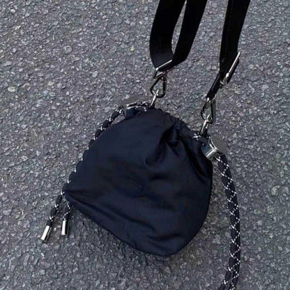 Nylon Chain Drawstring Bucket Bag