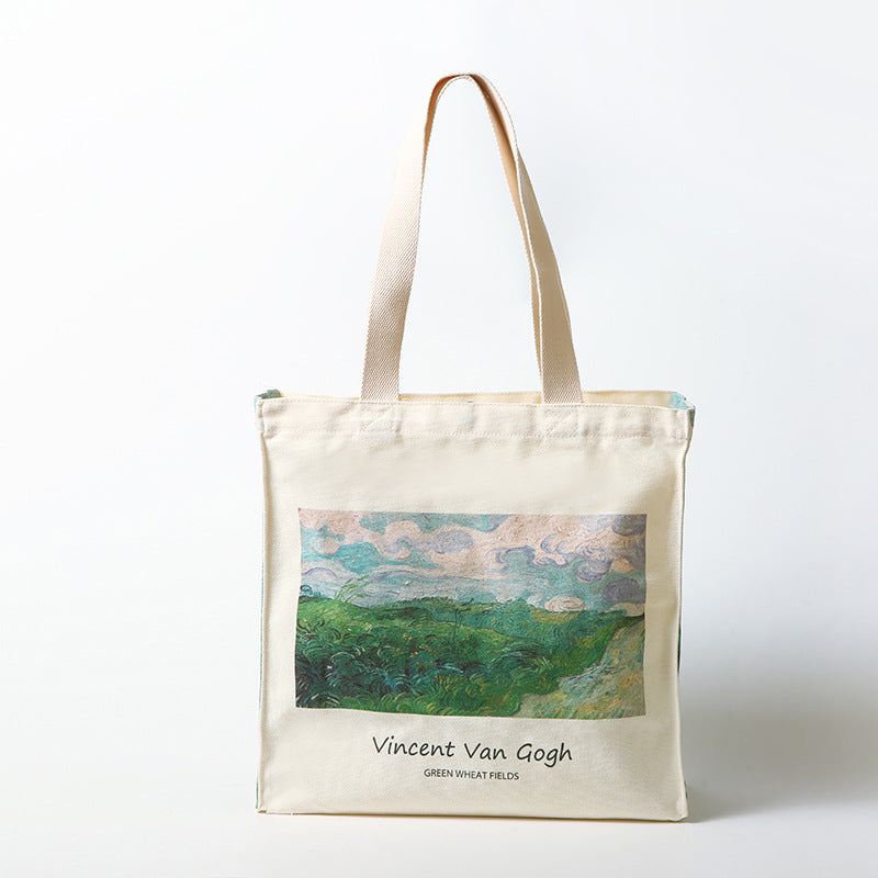 Oil Painting Large Capacity Commuter Shopping Canvas Bag