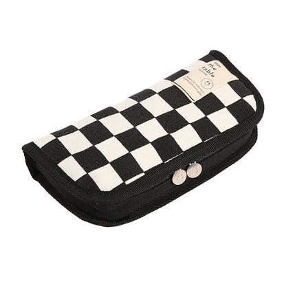 Black And White Checkerboard Grid Pouch