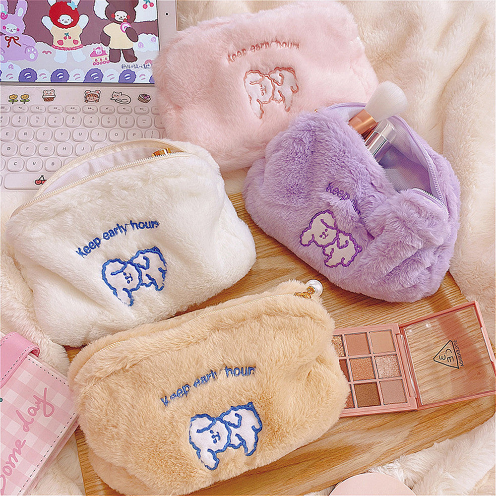 Puppy Plush Cloud Cosmetic Bag