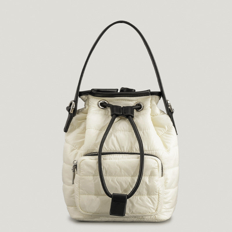 Retro Down Nylon Cotton Bucket Bag