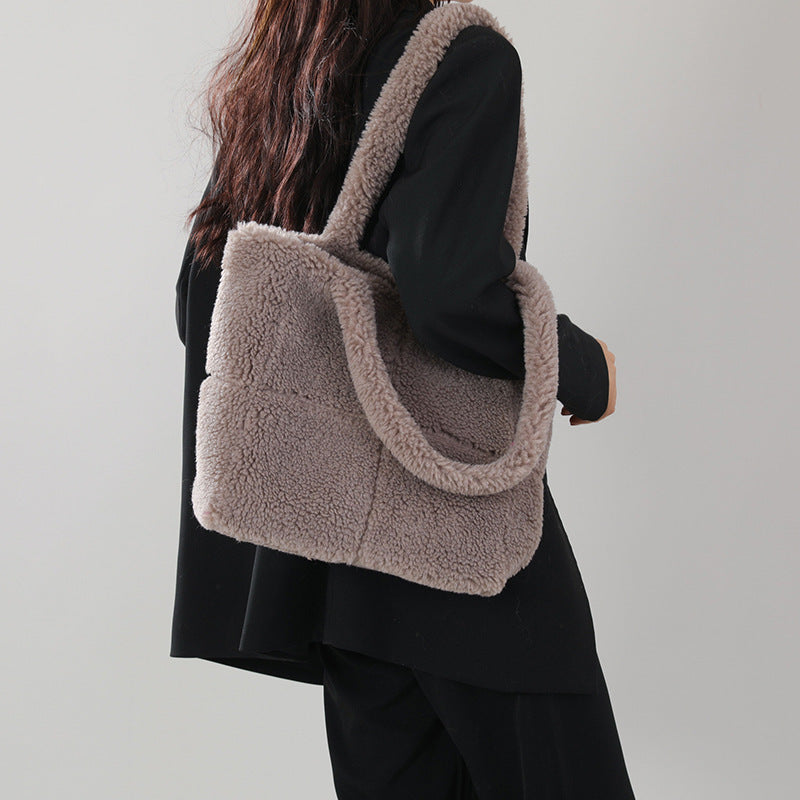 Plaid Particle Wool Shoulder Bag