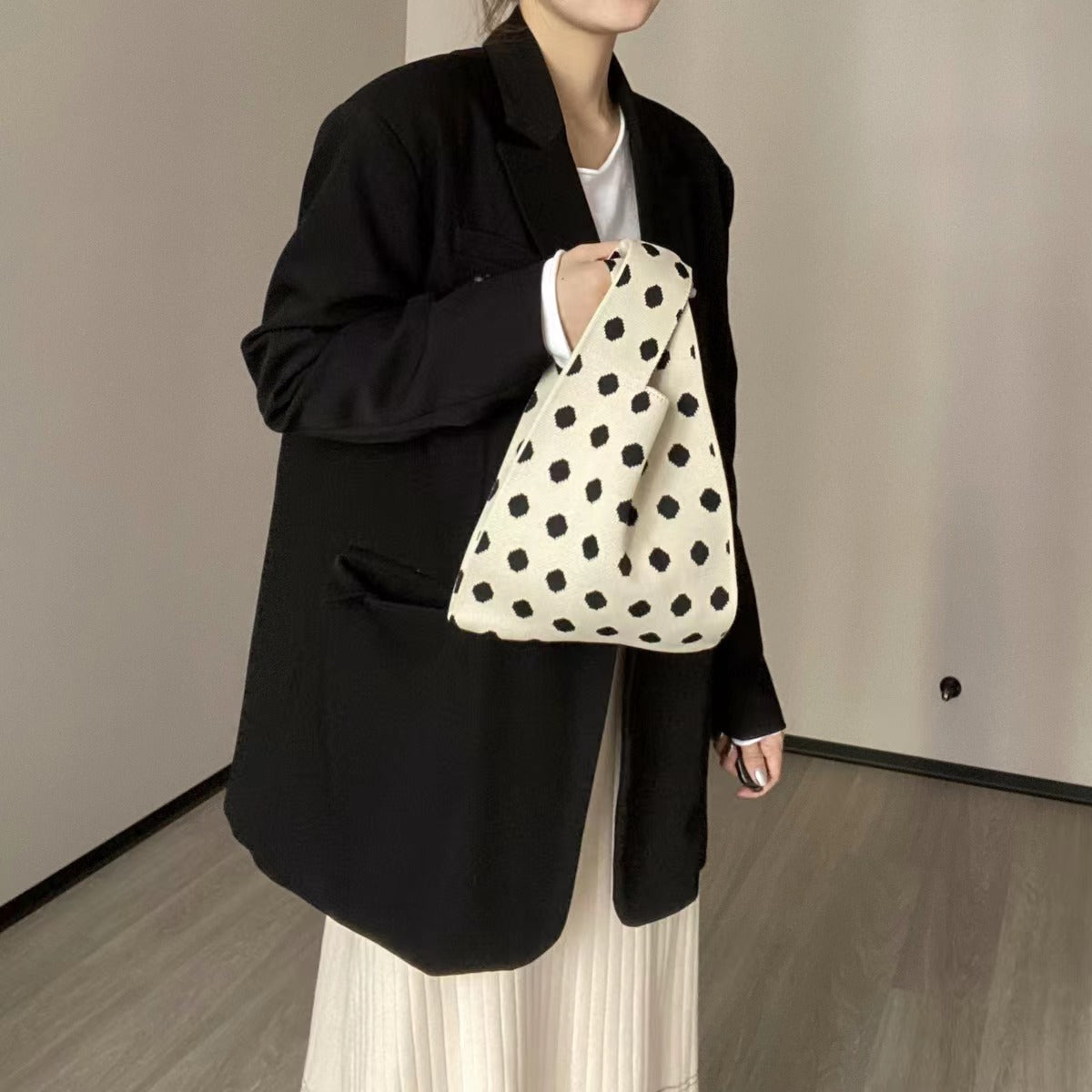 Black &amp; White Knitted Tote Bag