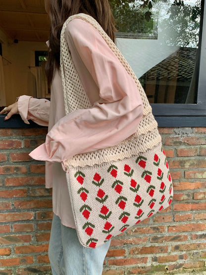 Retro Mesh Hollow Out Shoulder Woven Bag