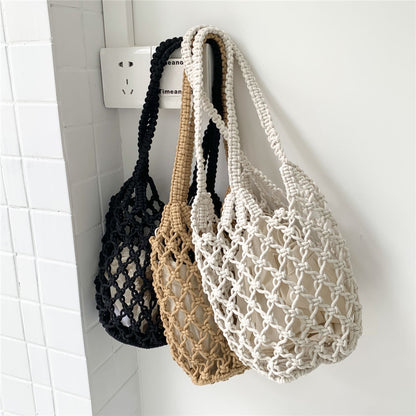 Cotton Hollow Mesh Shoulder Bag