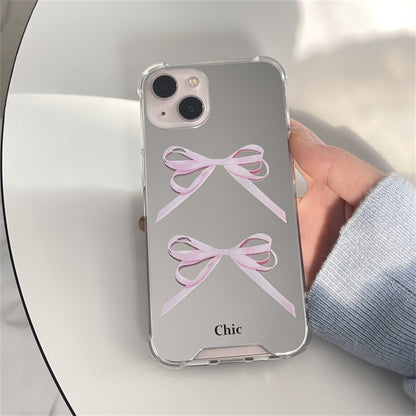 Makeup Mirror Simple Pink Bowknot Phone Case