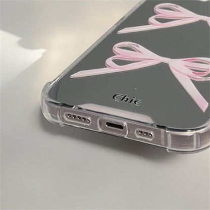 Makeup Mirror Simple Pink Bowknot Phone Case