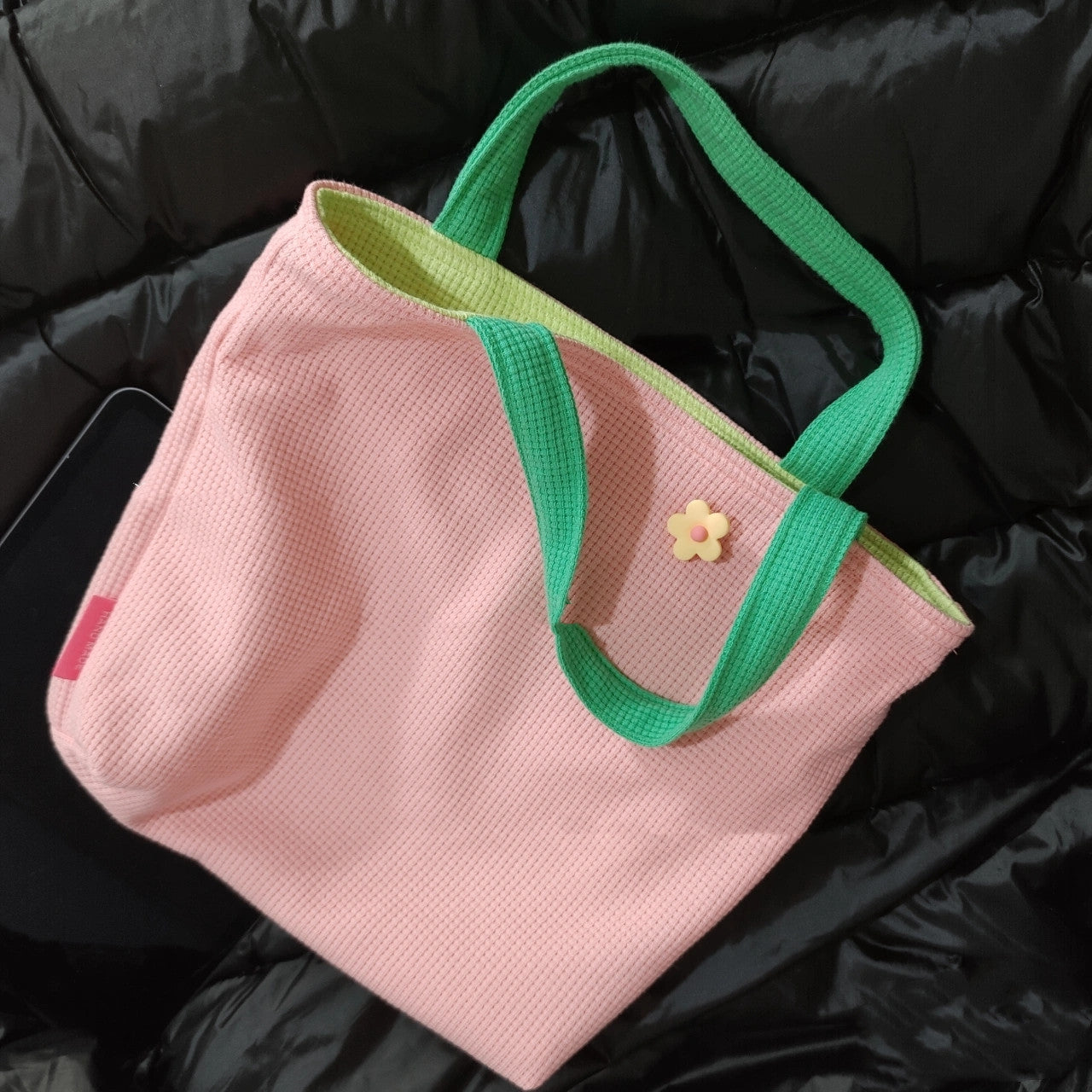 Cute Fabric Contrast Tote Bag