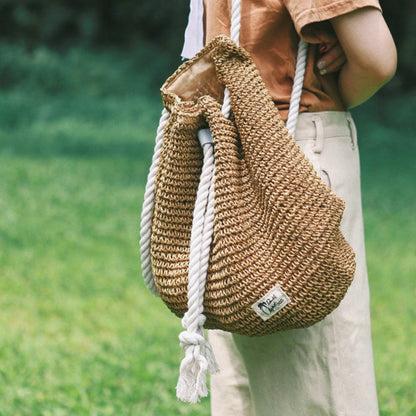 Woven Beach Drawstring Shoulder Backpack