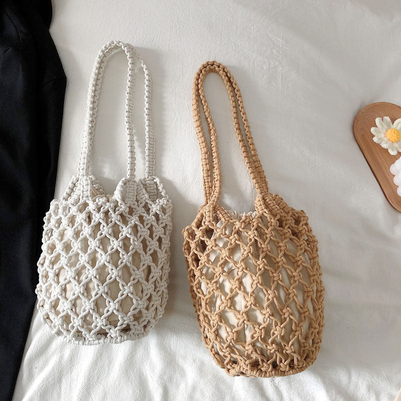 Cotton Hollow Mesh Shoulder Bag