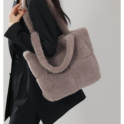 Plaid Particle Wool Shoulder Bag