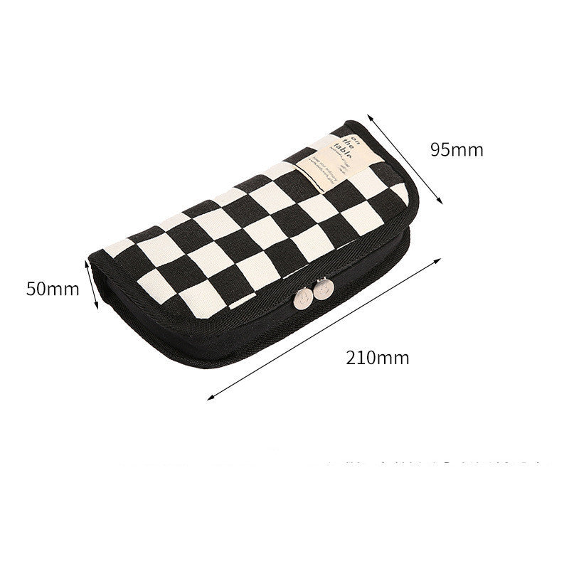 Black And White Checkerboard Grid Pouch