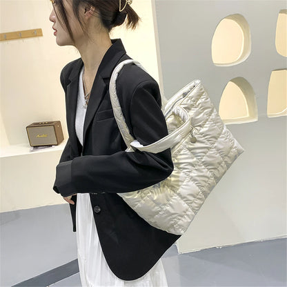 Nylon Check Stitching Simple Square Shoulder Bag