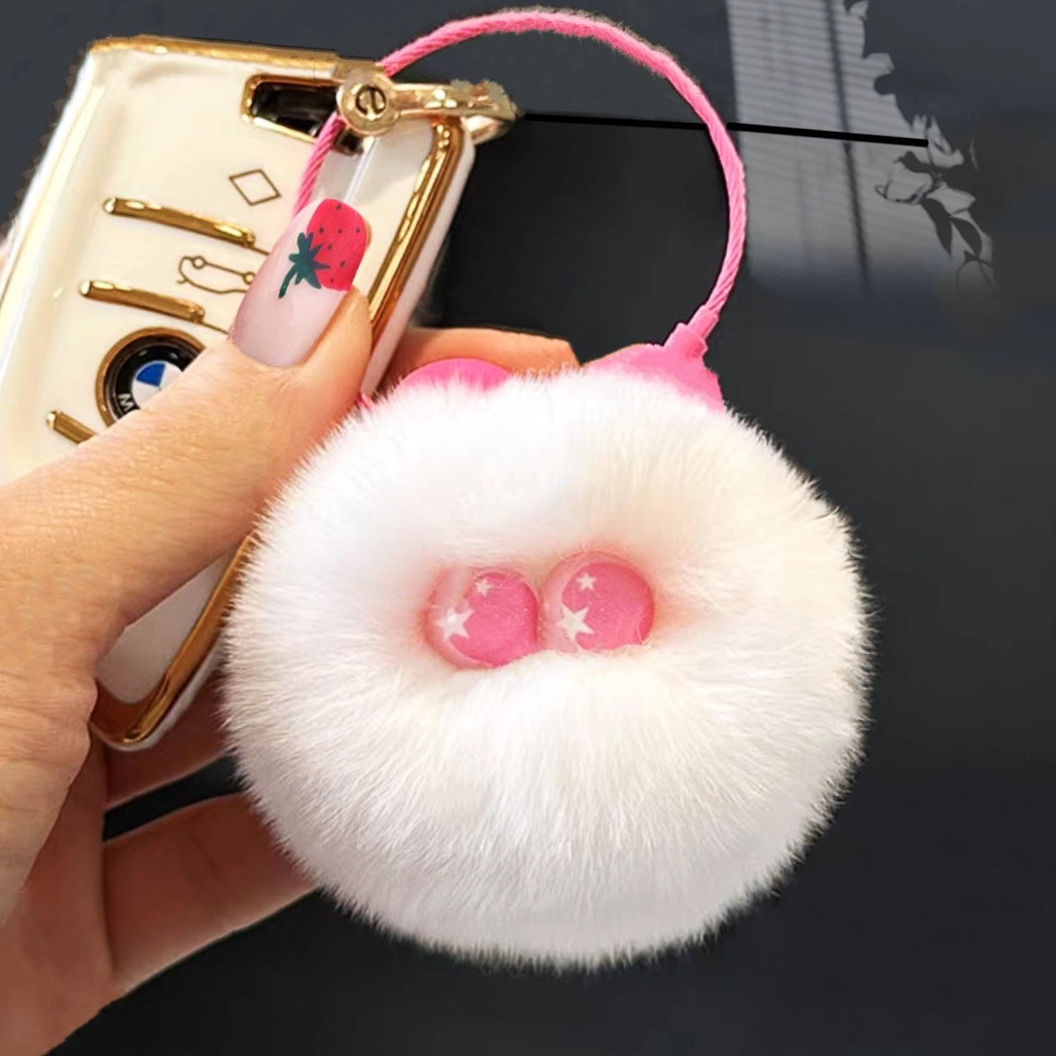 Rabbit Fur Cute Rainbow Hair Bulb Pendant