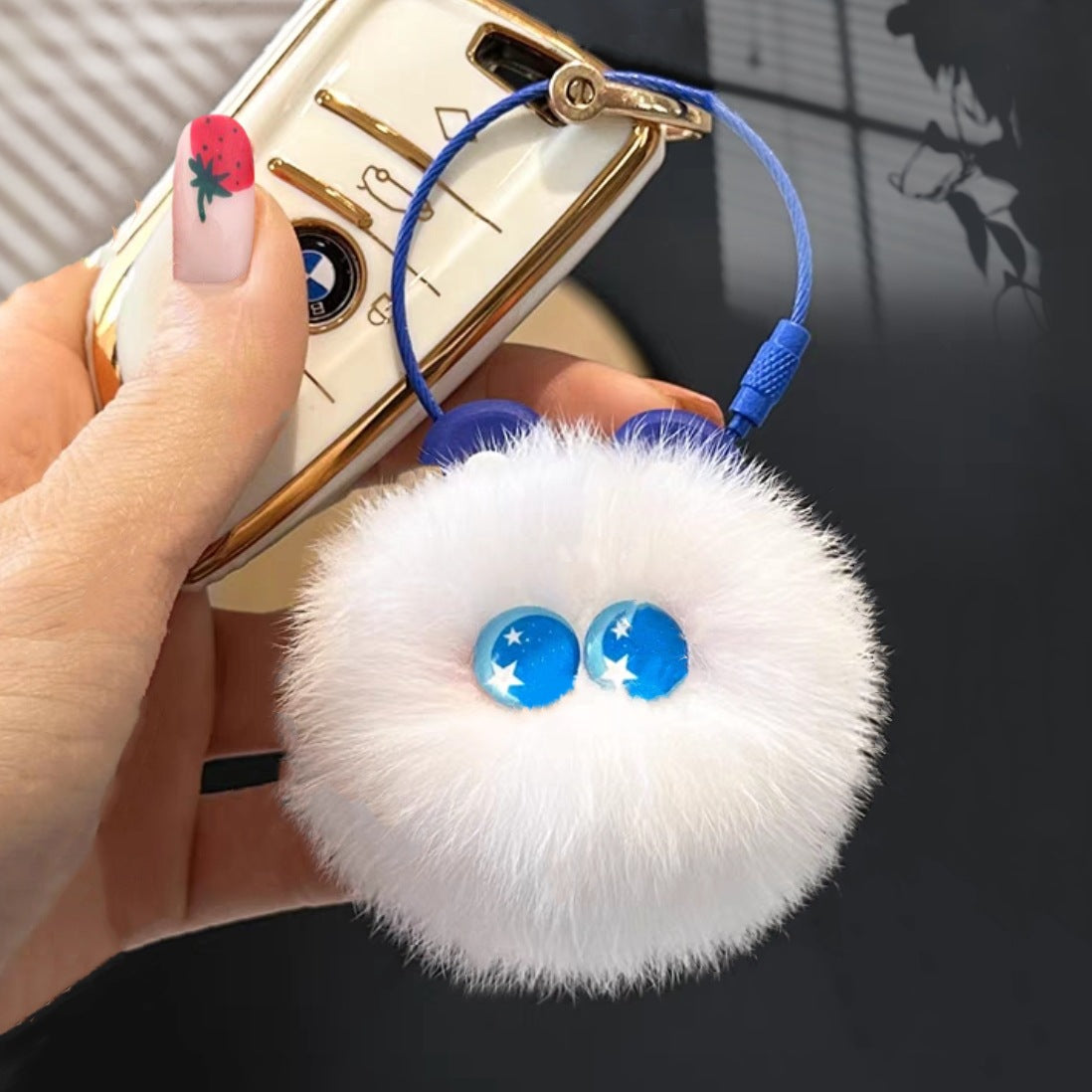 Rabbit Fur Cute Rainbow Hair Bulb Pendant