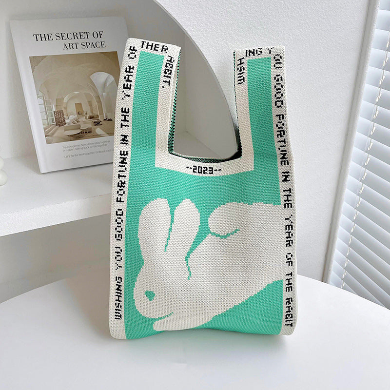 Rabbit Knitted Tote Bag