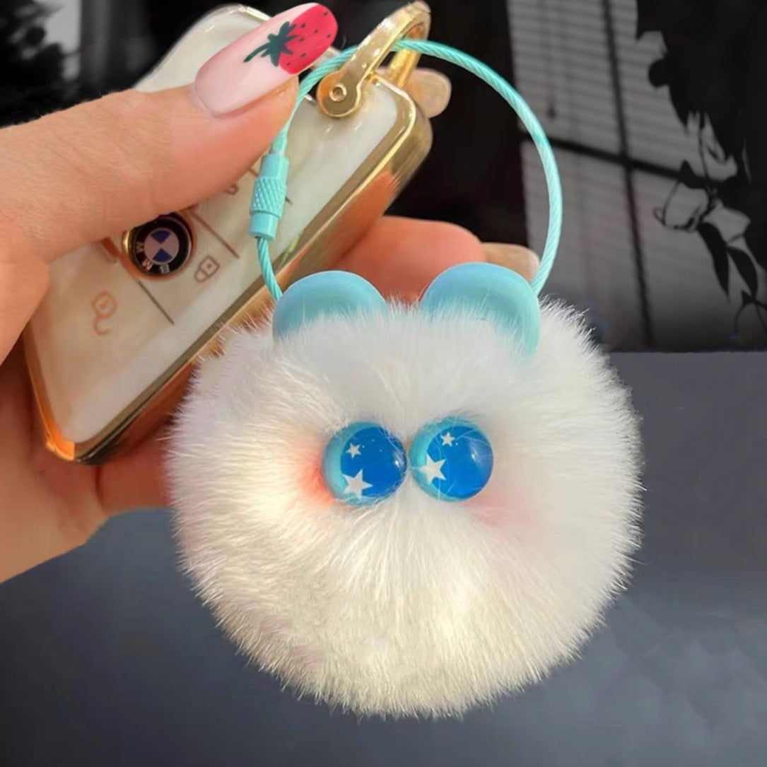 Rabbit Fur Cute Rainbow Hair Bulb Pendant