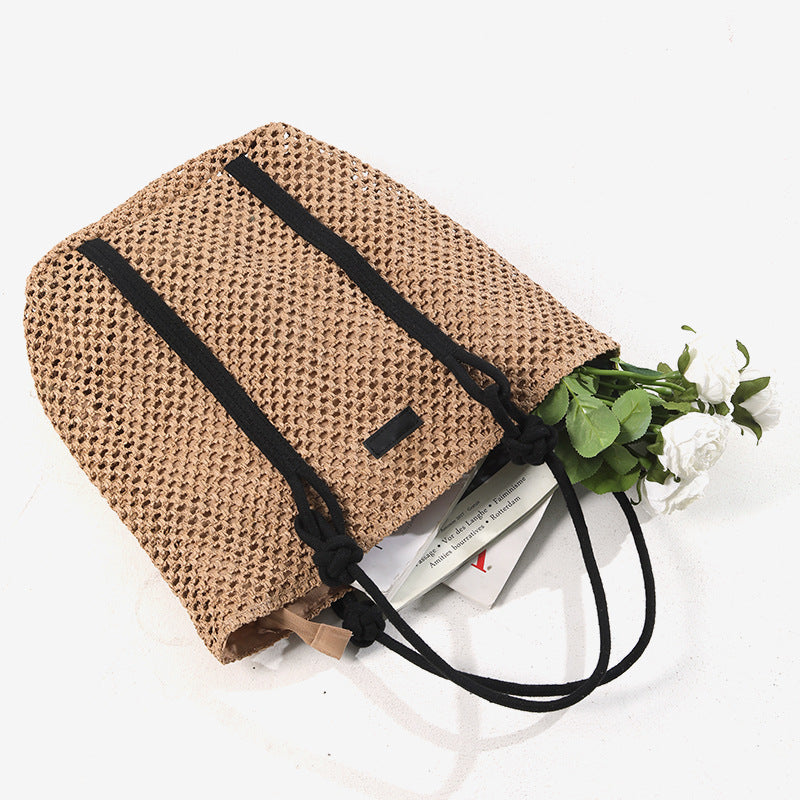 Simple Shoulder Hollow Out Woven Bag