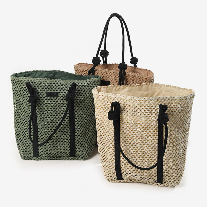 Simple Shoulder Hollow Out Woven Bag