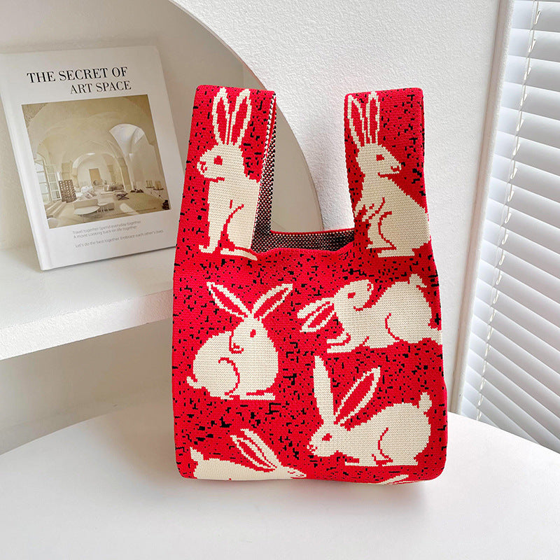 Rabbit Knitted Tote Bag