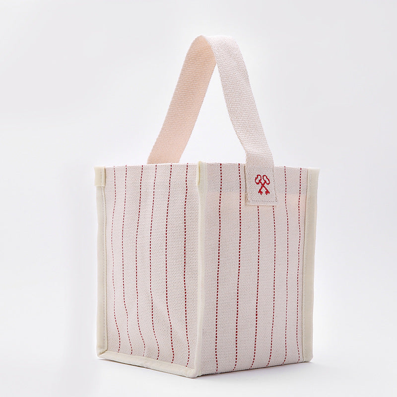 Embroidered Striped Shoulder Organiser Bag