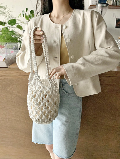 Cotton Hollow Mesh Shoulder Bag