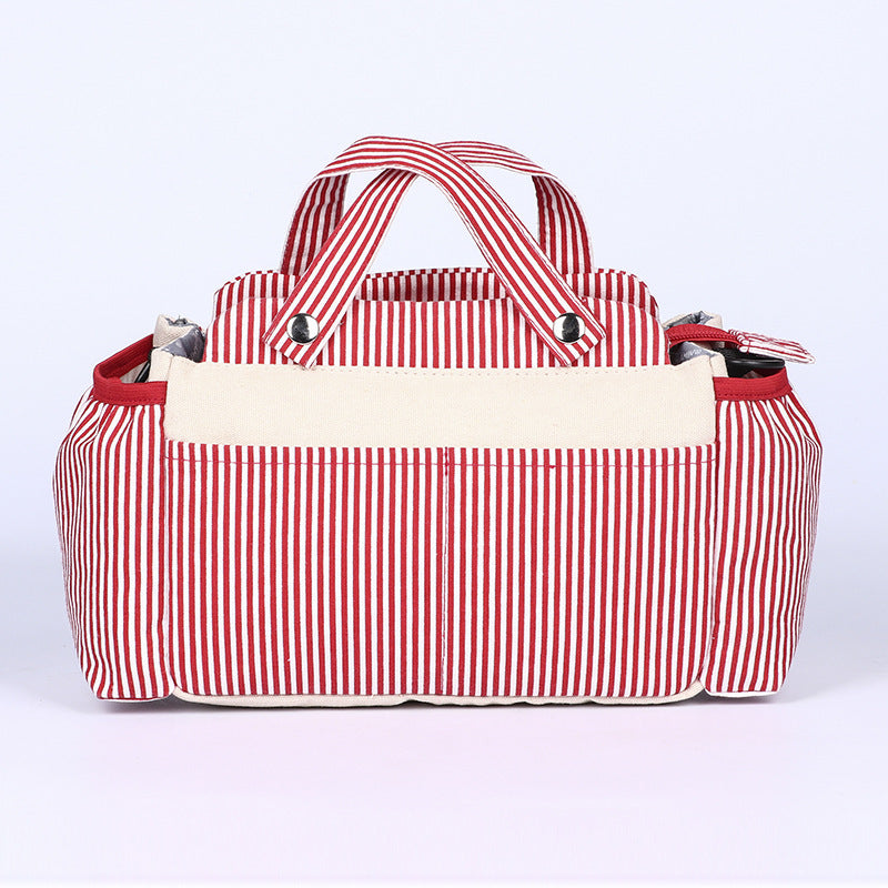 Stripe Multifunctional Large-capacity Baby Carriage Portable Mommy Bag