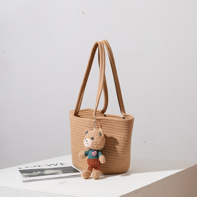 Casual Cotton Thread Shoulder Straw Bag