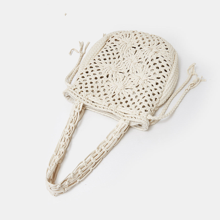 Cream Hand-woven Cotton Bucket Bag