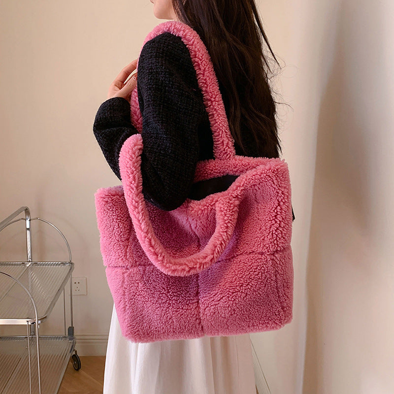 Plaid Particle Wool Shoulder Bag